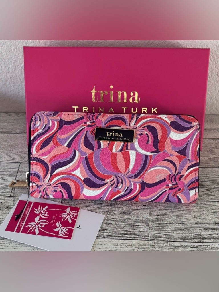 Nib - Trina Turk Sea Anemone Swirl Zip-Around Wallet With Gift Box